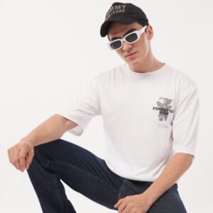 men white oversized graphic t shirt | forgotten bear print streetwear tee