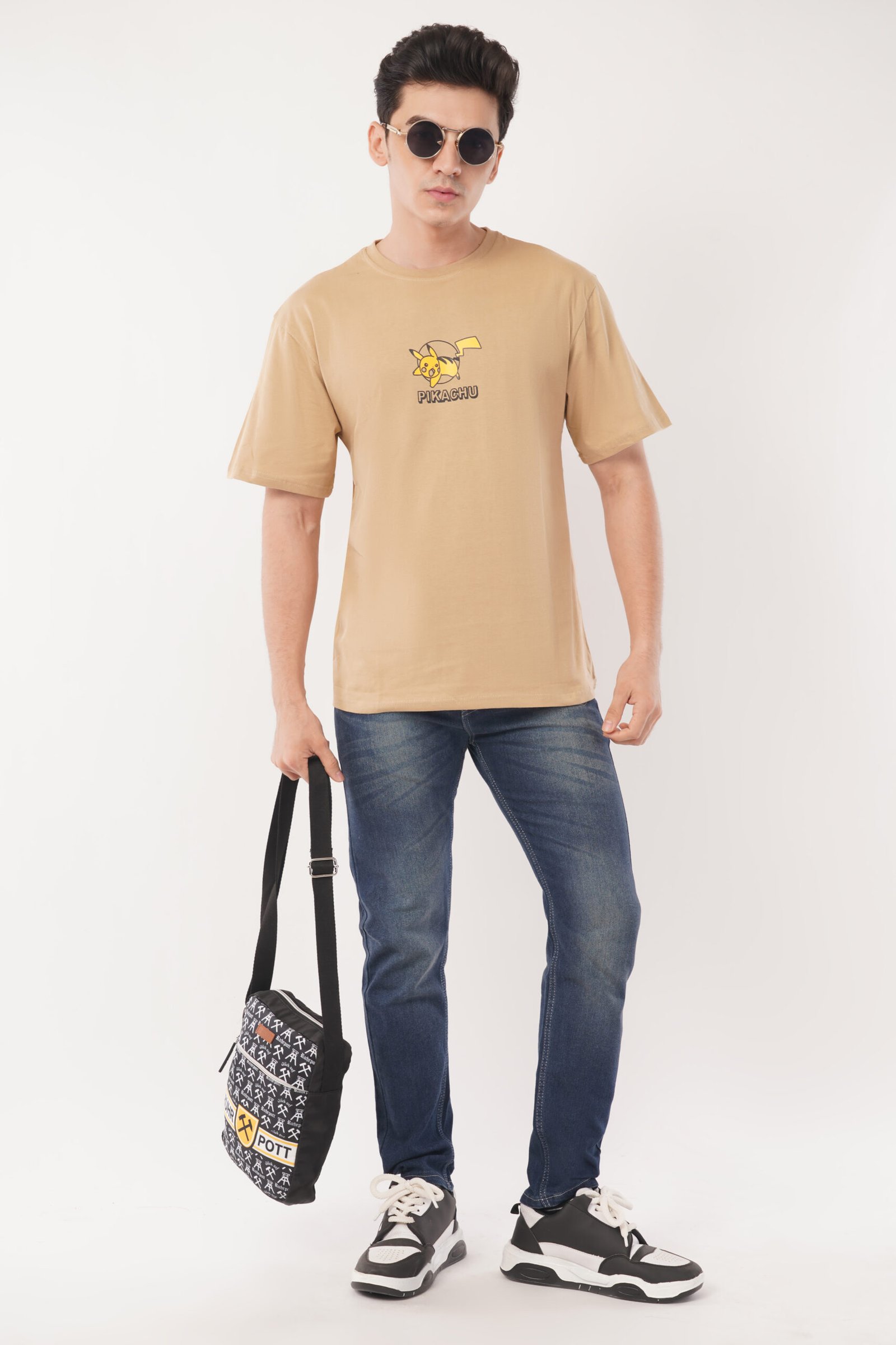 men beige anime graphic oversized t shirt | electric style streetwear tee men beige anime graphic oversized t shirt | electric style streetwear tee